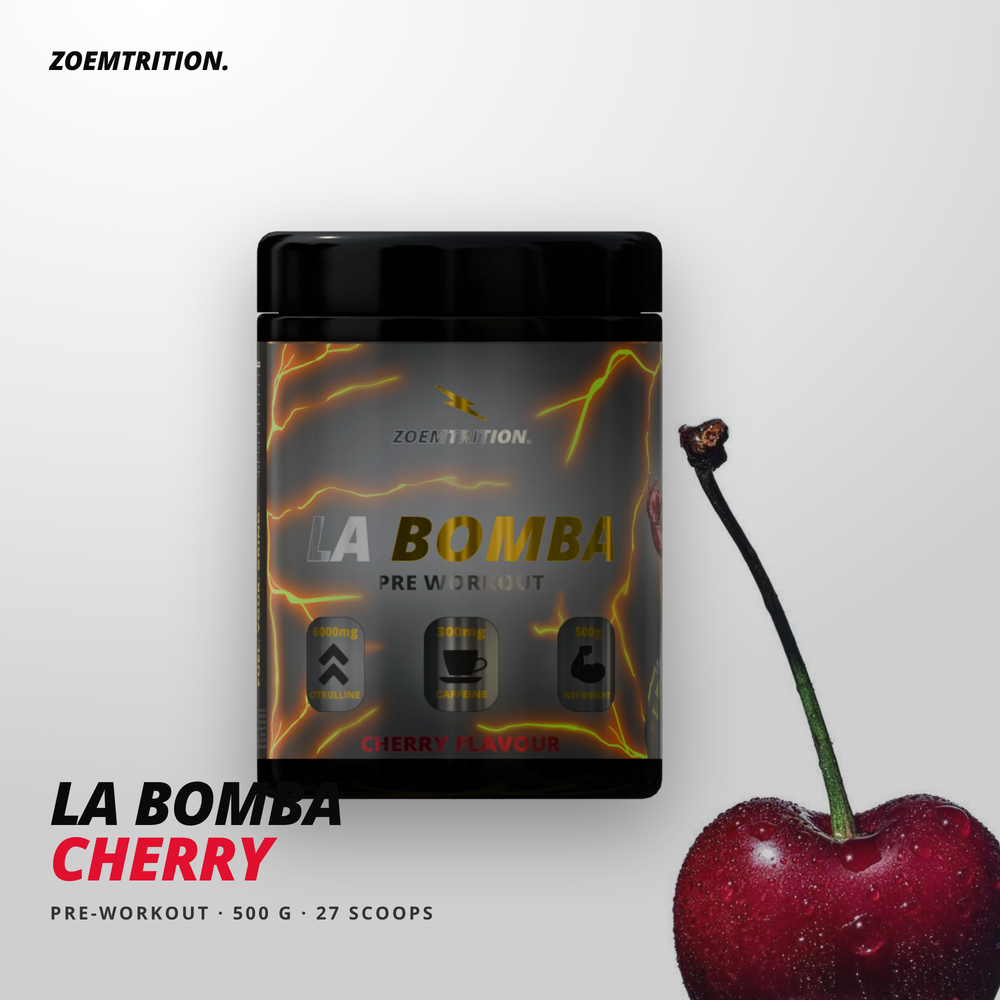 LA BOMBA Cherry pre-workout, 500 g jar